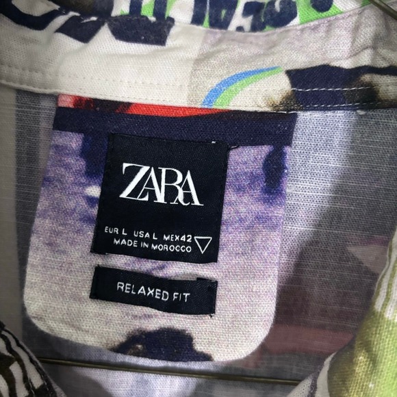 ZARA Men’s Miss Rose Long Beach Relaxed Linen Shirt Sz L - Picture 3 of 6